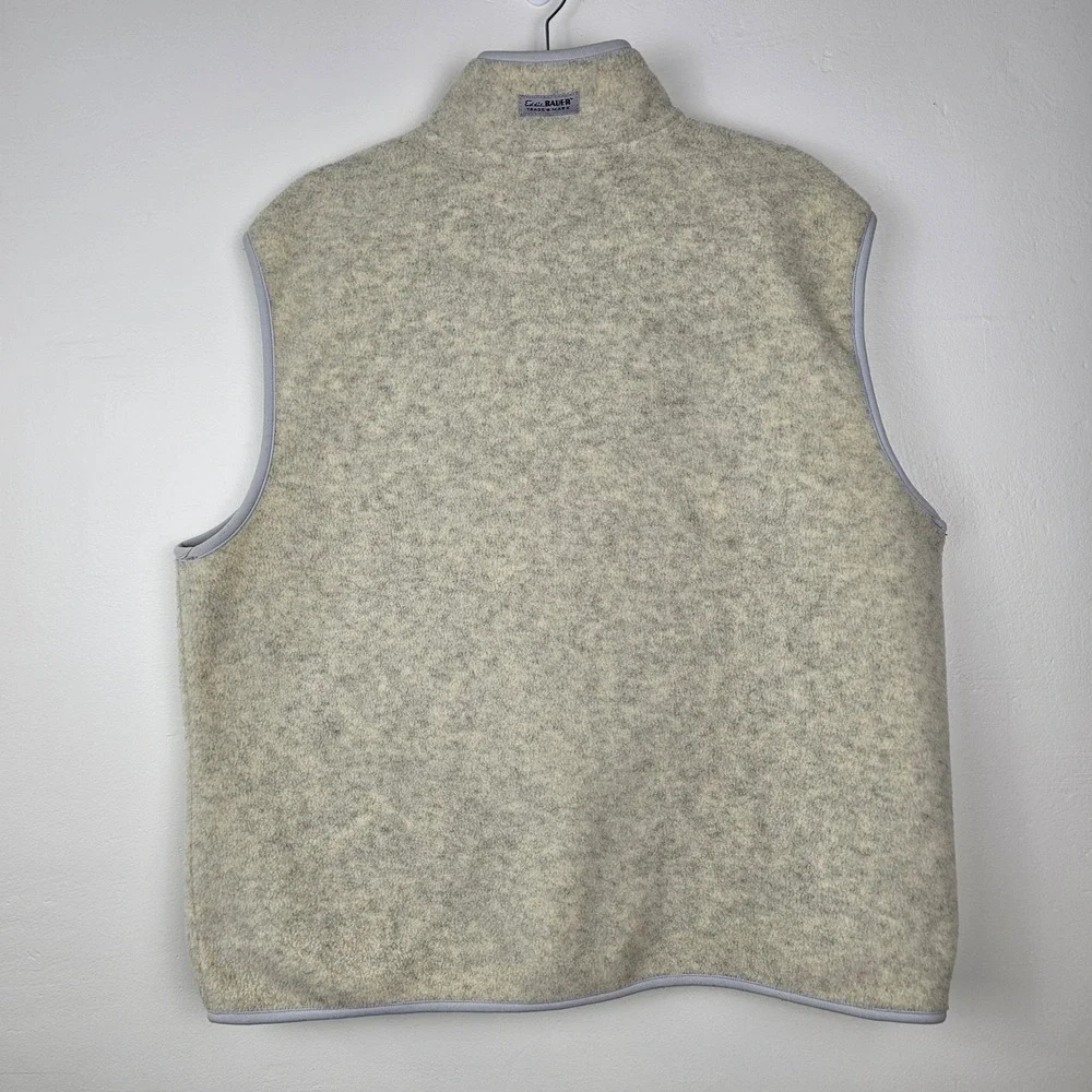 Eddie Bauer Vest Mens XXL Gray Polartec Fleece Full Zip Outdoor Gorpcore